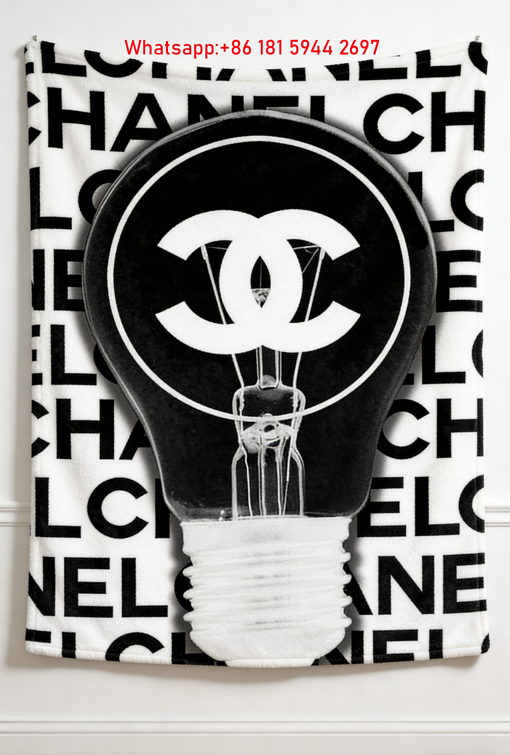 Chanel Light Bulb Pop Art Flannel Sofa Throw Blanket IMG_7254